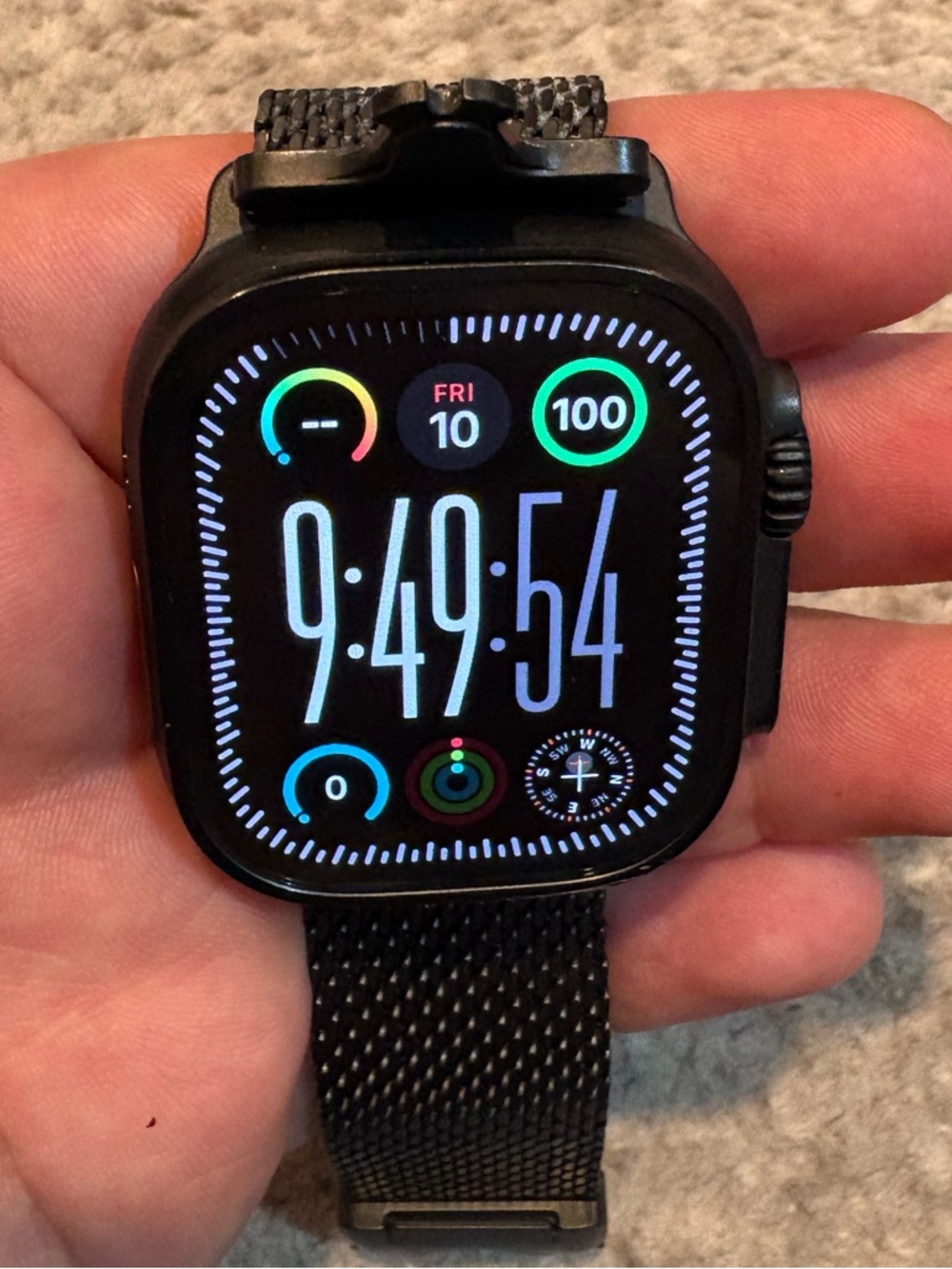 Apple Watch Ultra 2 49mm Titanium with Black Titanium Milanese Loop-Large